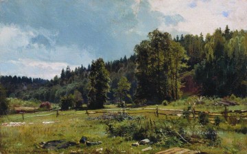 Prado en el borde del bosque siverskaya 1887 paisaje clásico Ivan Ivanovich árboles Pinturas al óleo
